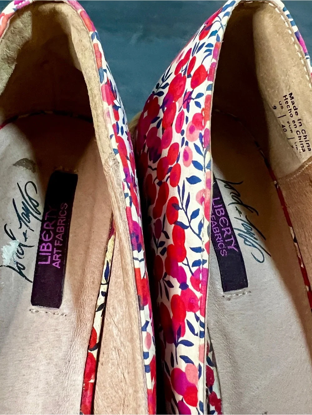 Vtg Liberty Art Fabrics Wms Floral Bow Wedge Peep Toe Cottagecore‎ Espadrille 9